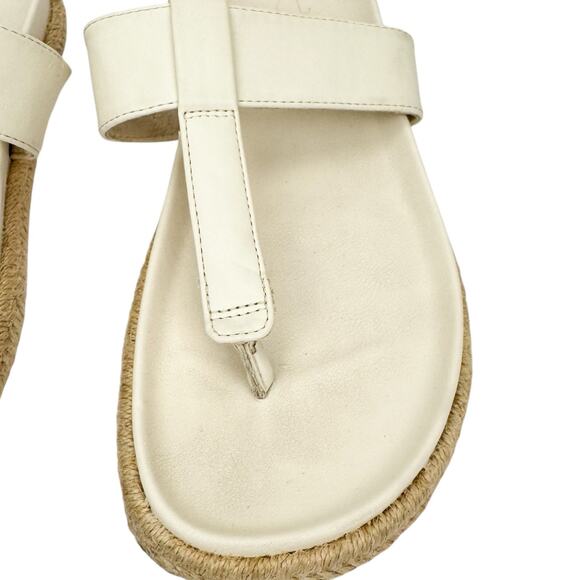 Joie Cream Faux Leather T Strap Slip On Espadrilles Sandals Sz 8.5M Lightweight - Picture 15 of 16